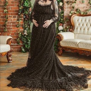 Custom Made Black Tulle Maternity Dress